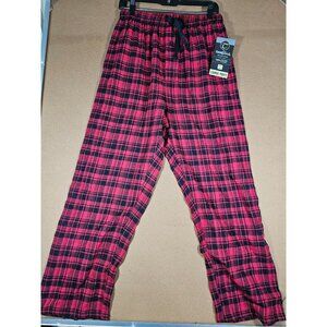 Casual Trends Men M Red Black Plaid Flannel Lounge Pants Drawstring